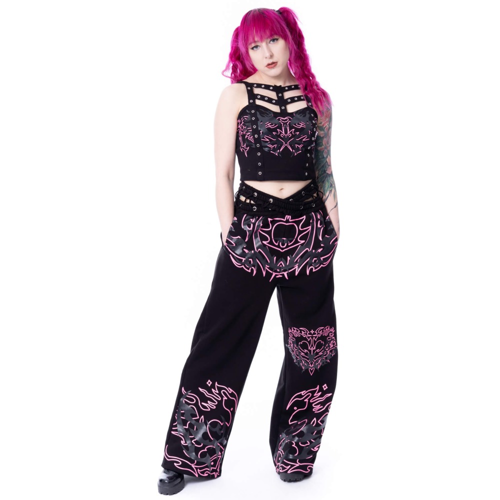 Heartless - Thornchant Pantalon de jogging femme - Noir/Rose
